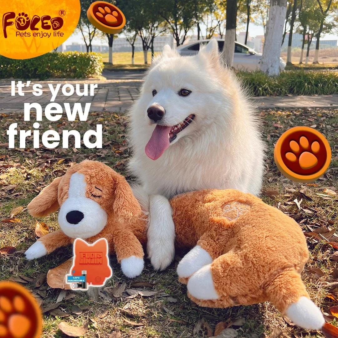 PETFULED Puppy Dog Heartbeat Toy Comfort Cuddler Pillow Large Dog for Stress Alleviation and Soothing Assistance