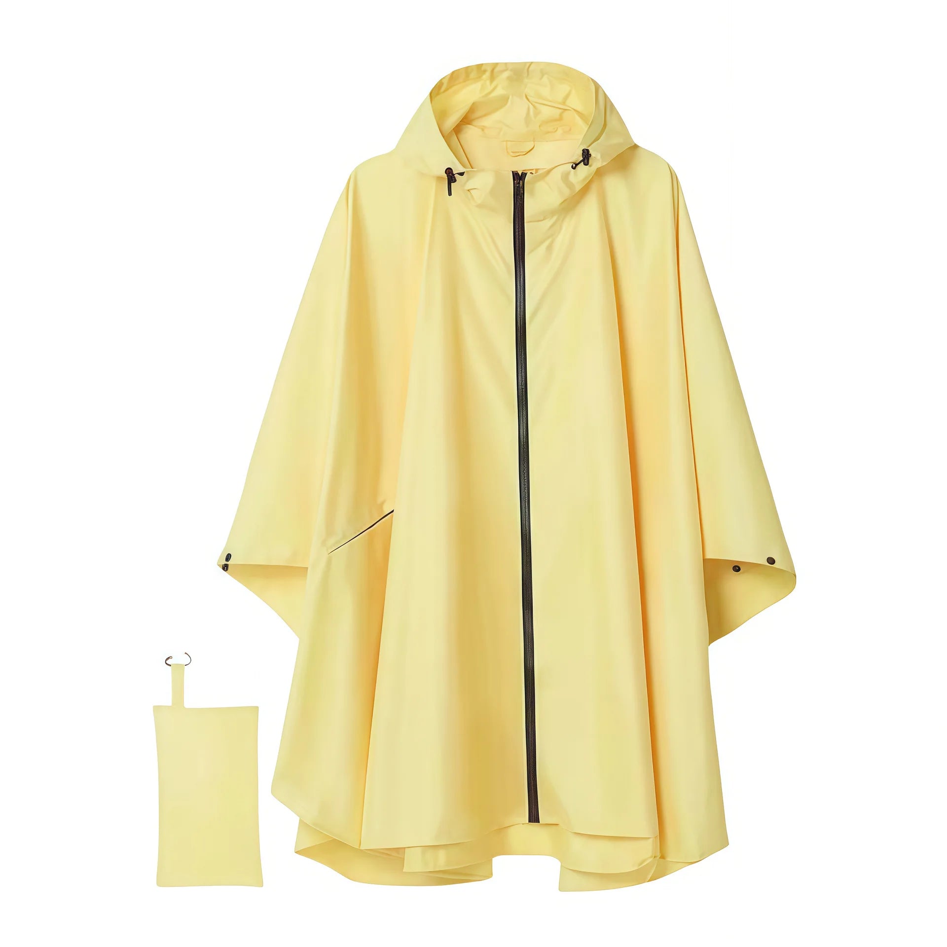 High Visibility Yellow/Green Long Waterproof Polyester Material Poncho Jacket Adults' Emergency Safety Rain Hood Camping Hiking