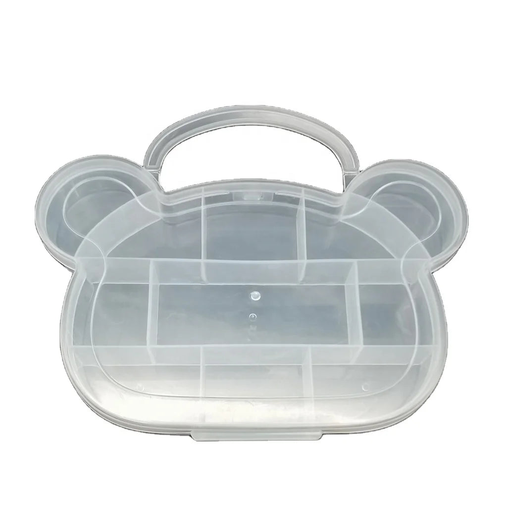 Bear Head 11-Slot Injection PP Plastic Jewelry Box Classic Style Multifunction Design with Lid Durable and Practical Storage