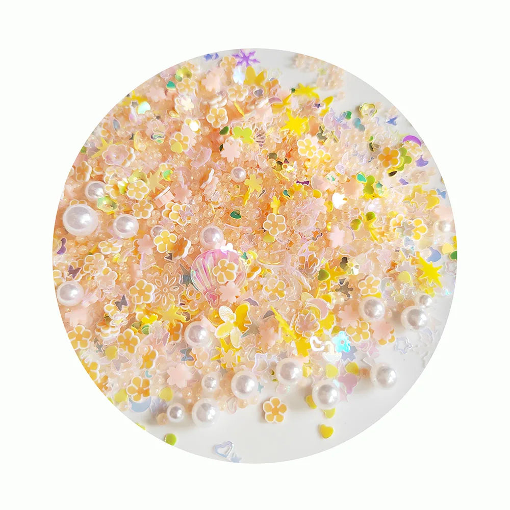 500g Flower Polymer Clay Slices Star Sequin Pearls Beads for Slime Sprinkle Soft Clay Slice Diy Nail Art Accessories