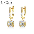 CZCITY Fashion 925 Sterling Silver Huggie Hoop Earrings Halo Cubic Zirconia Stones Designer Drop Earrings