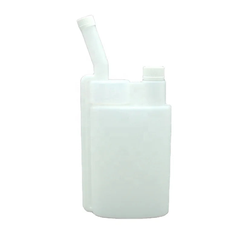 32oz Eco-Friendly HDPE Fuel Additive Dose Measuring Plastic Two Neck Bottle with Child Resistant Cap and Screen Printing