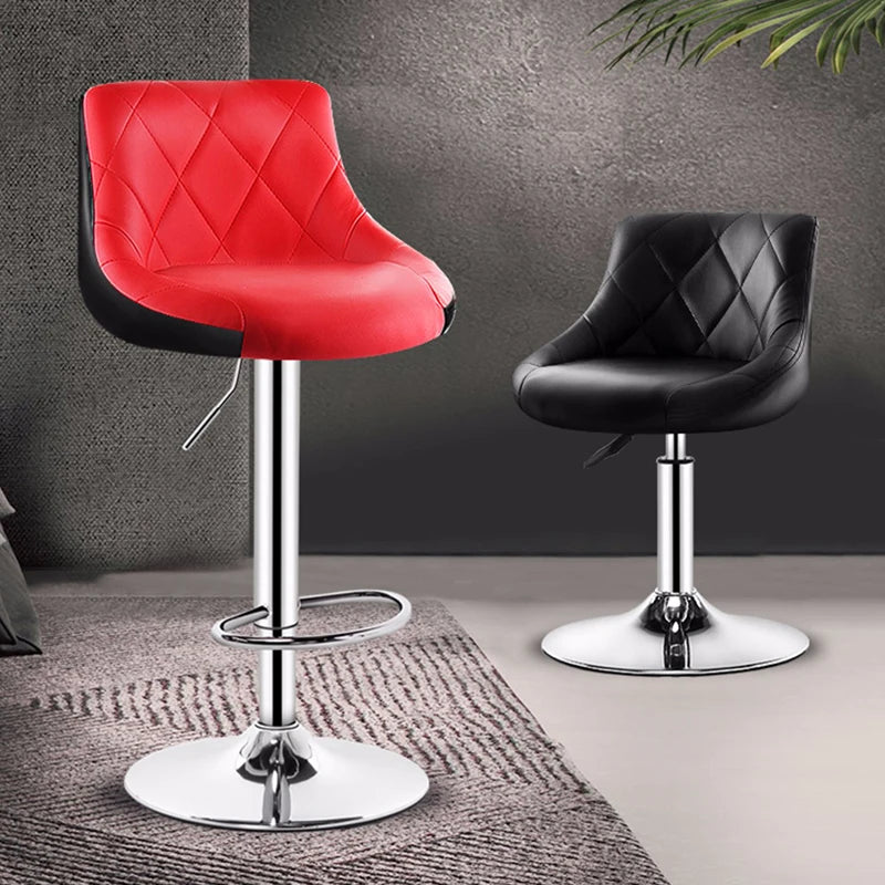 Modern High Adjustable Leather Bar Stool Swivel Upholstered Metal Base Bistro Dining Chair Living Room Hotel Home Bar Basement