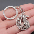WYSIWYG 26x33mm Zinc Alloy Antique Silver Plated Viking Wolf Key Chain Souvenirs Gift for Women P1-ABD-C13406