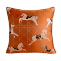 Wholesale European Jacquard Luxury Sofa Cushion Cover Embroidered Horse Design 100% Polyester Living Throw Pillow Cover Piping