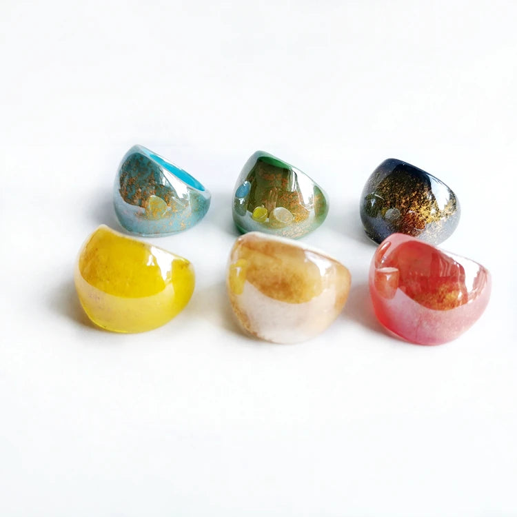 Colorful Murano Glass Finger Ring Bohemian Jewelry Beautiful Gift