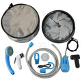 Logo Customized Hot Sale Portable Camping Showers PVC Material 3.7V Detachable Rechargeable Battery with 15L Folding Bucket