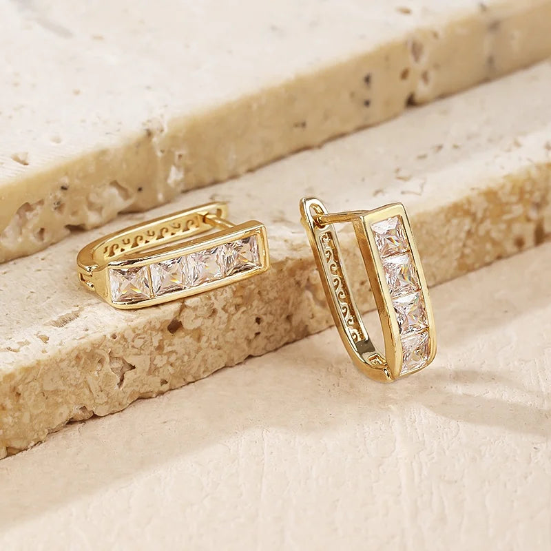Bijouterie Beautiful Women'sHuggies Hoop Earrings With 18K Gold Plated Brass and Cubic Zirconia Wholesale Earrings Women