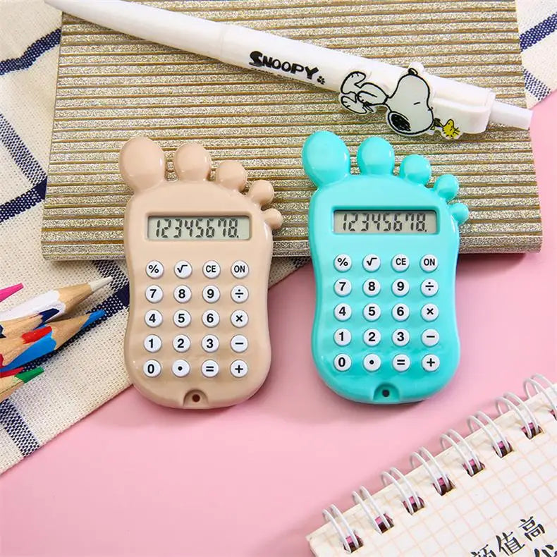 Small and Cute Foot Calculator Silicone Button Take Your Computer With You for Learning 8-Digit Display Calculator