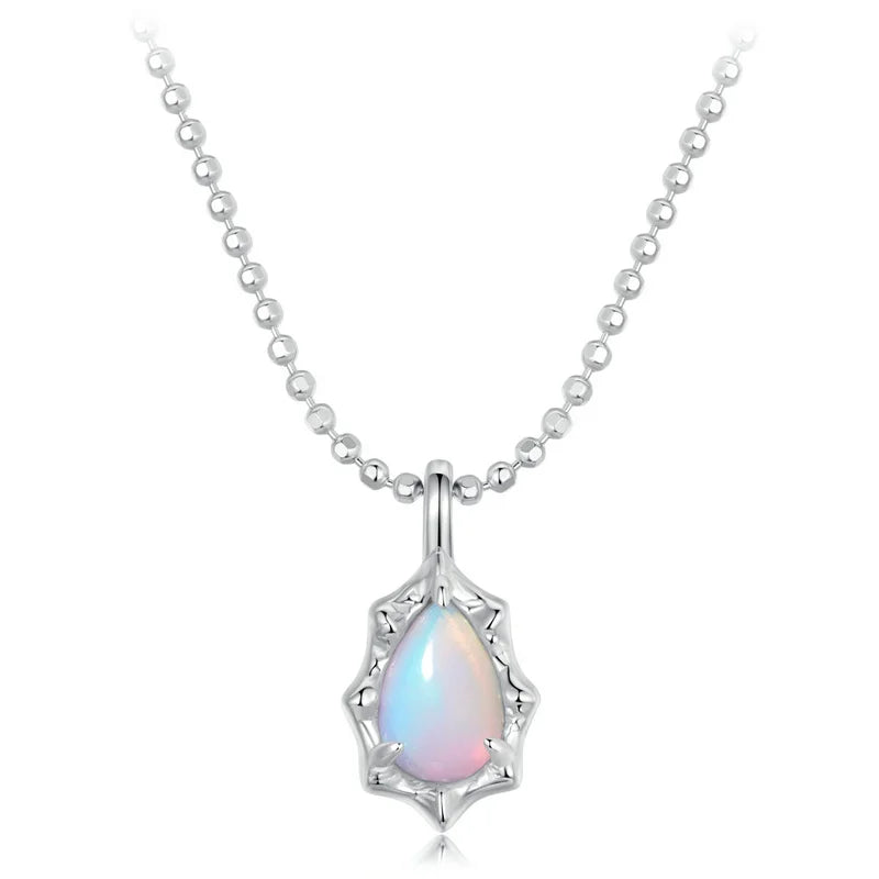 Hot Sale 925 Sterling Silver Original Aurora Opal Necklace Plating White Gold Elegant for Women Engagement Gift Fine Jewelry