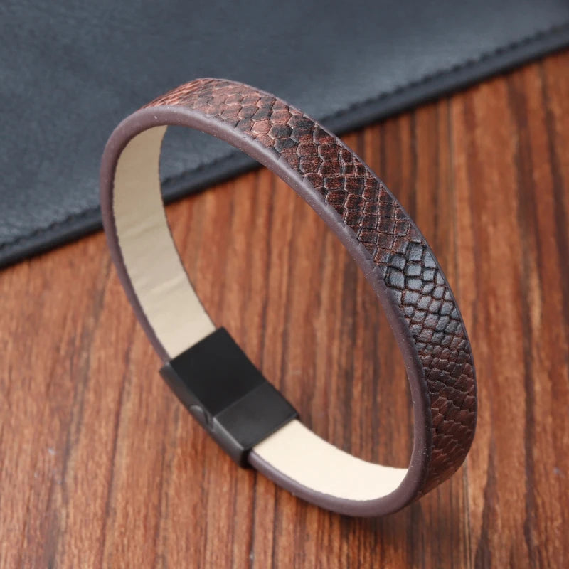 Custom Wholesale Professional Surgical Steel Mens Fashion Jewelry Accessories Big Vintage Leather Bracelet OT-186
