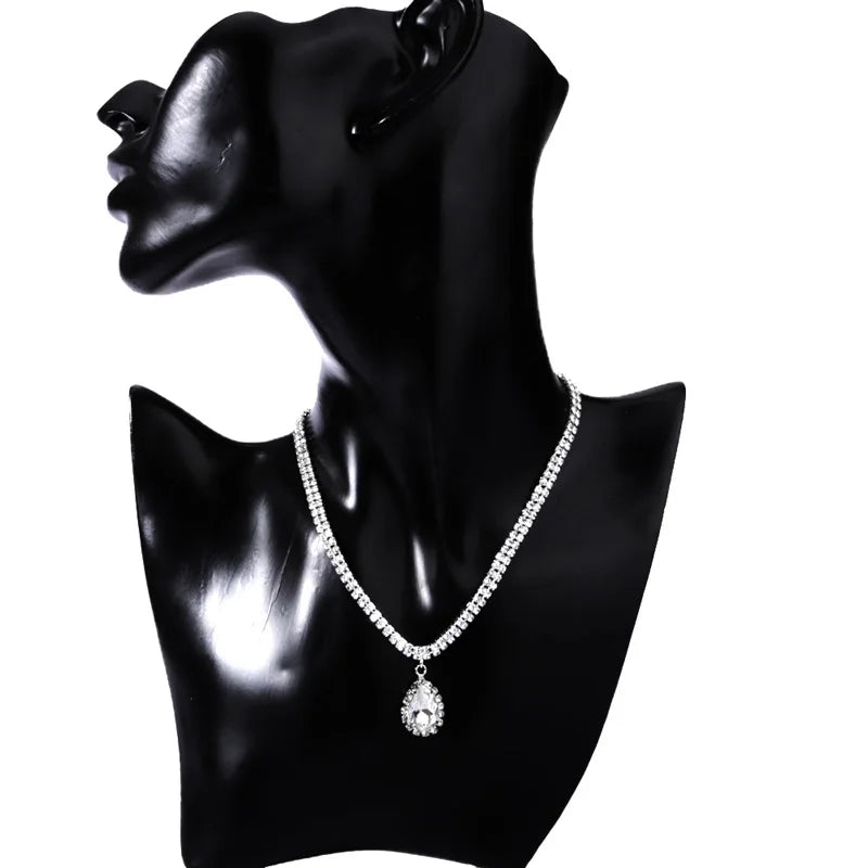 Miallo Simple Fashion Copper Claw Water Drop Rhinestone Pendant Necklace Collarbone Chain Women Jewelry Necklace