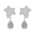Fashionable Fine Jewelry PT950 Earrings for Women with 925 Sterling Silver Maple Leaf Shape and Moissanite Diamond Design
