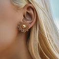 2025 New Exquisite Brass Bohemian Style 18K Gold Plated Small Stud Earrings Fashionable and Cute Flower Shaped Women's Gift