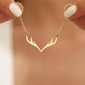 Creative Design Gold Plated Stainless Steel Deer Antler Necklaces Titanium Steel Deer Antler Choker Necklace for Women