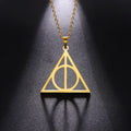 Stainless Steel Deathly Hallows Necklace Round Triangle Silver Color Pendants Necklaces Geometric Jewelry for Women Men