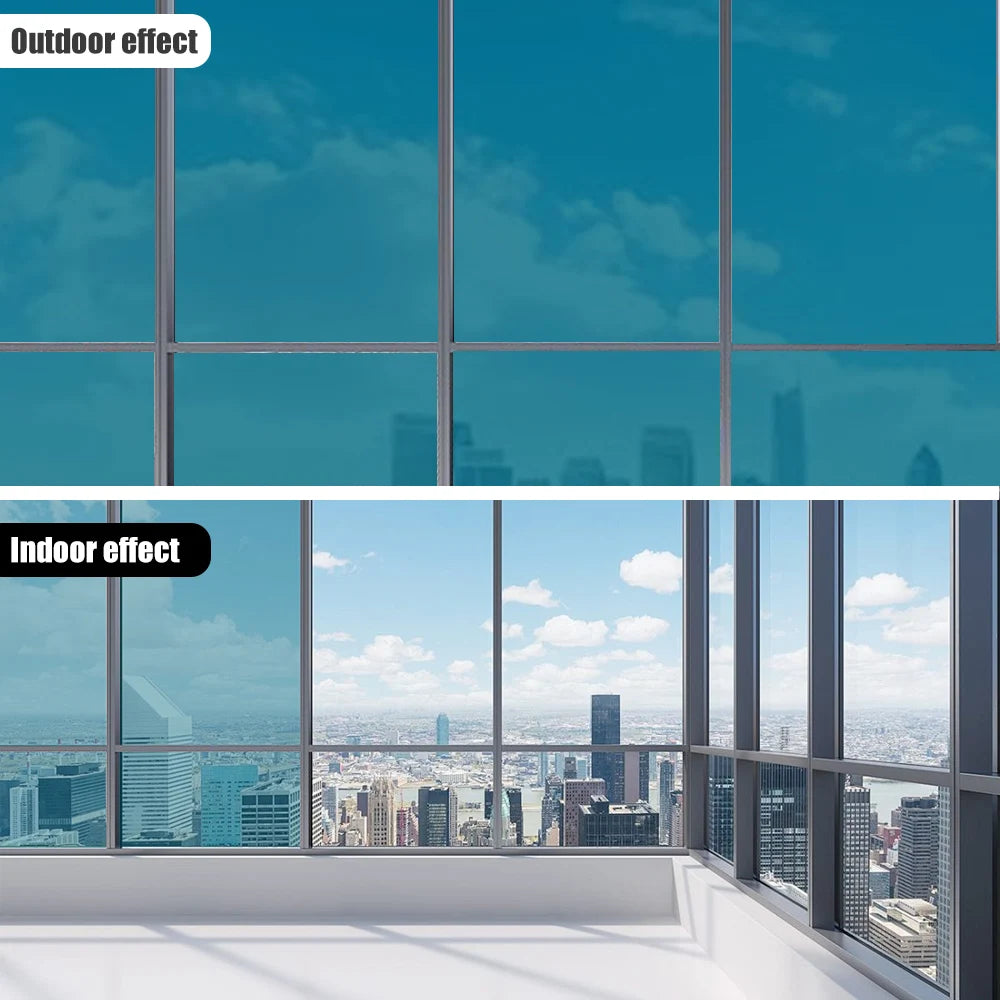 UV Protection 90% Silver Mirror One Way Vision Home Glass Privacy Film Heat Control Building Window Solar Tinted Decorative Film