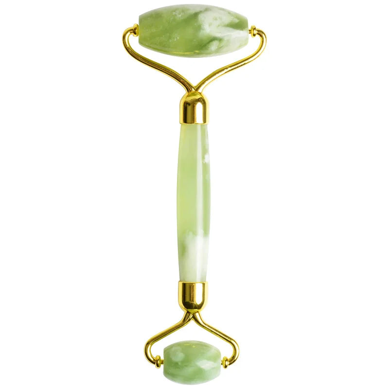 Diy Face Sliming Green Jade Roller 100% Natural Jade Stone Double Head Facial Massage Quartz Face Roller
