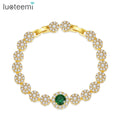LUOTEEMI Charm Flower Cubic Zirconia Jewelry Designer Luxury Girl Braided Luxurious Flower Tennis Bracelet Woman