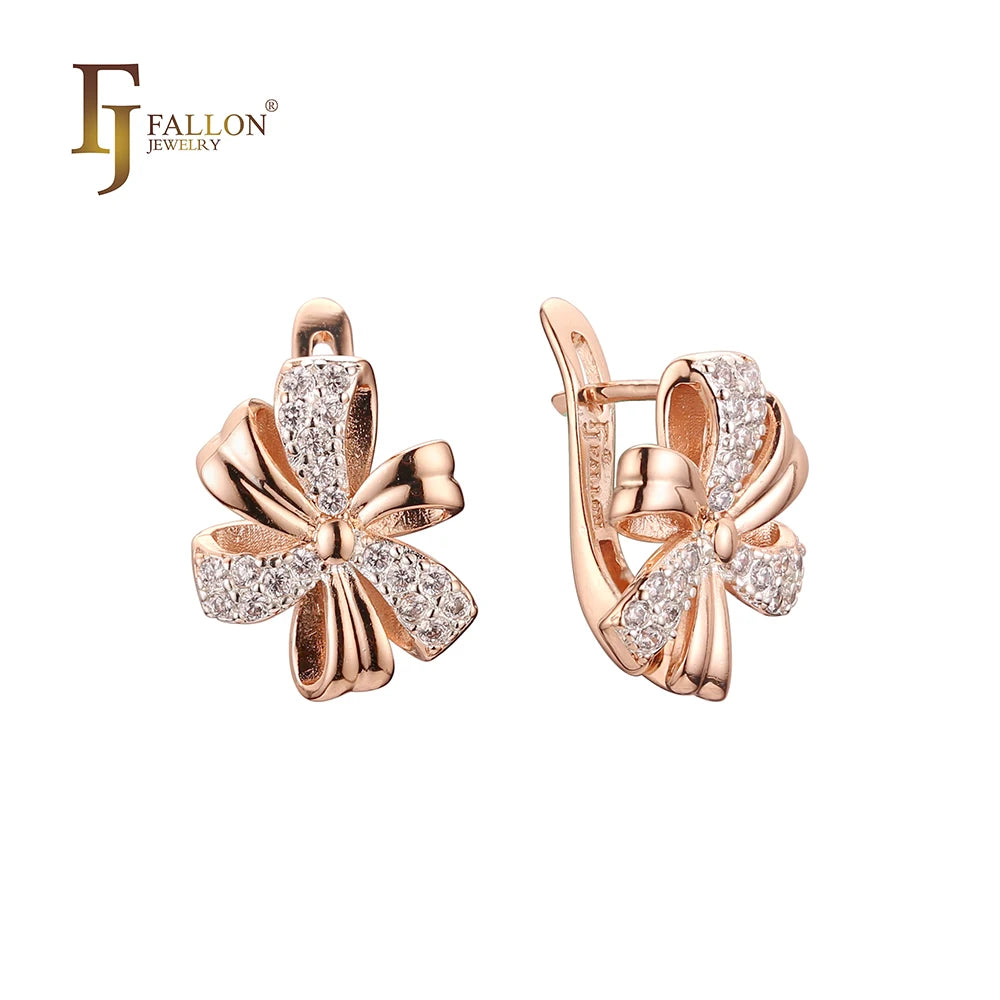 FJ Fallon Fashion Jewelry Earrings Plated in 585 Rose Gold Two Tone Brass Based