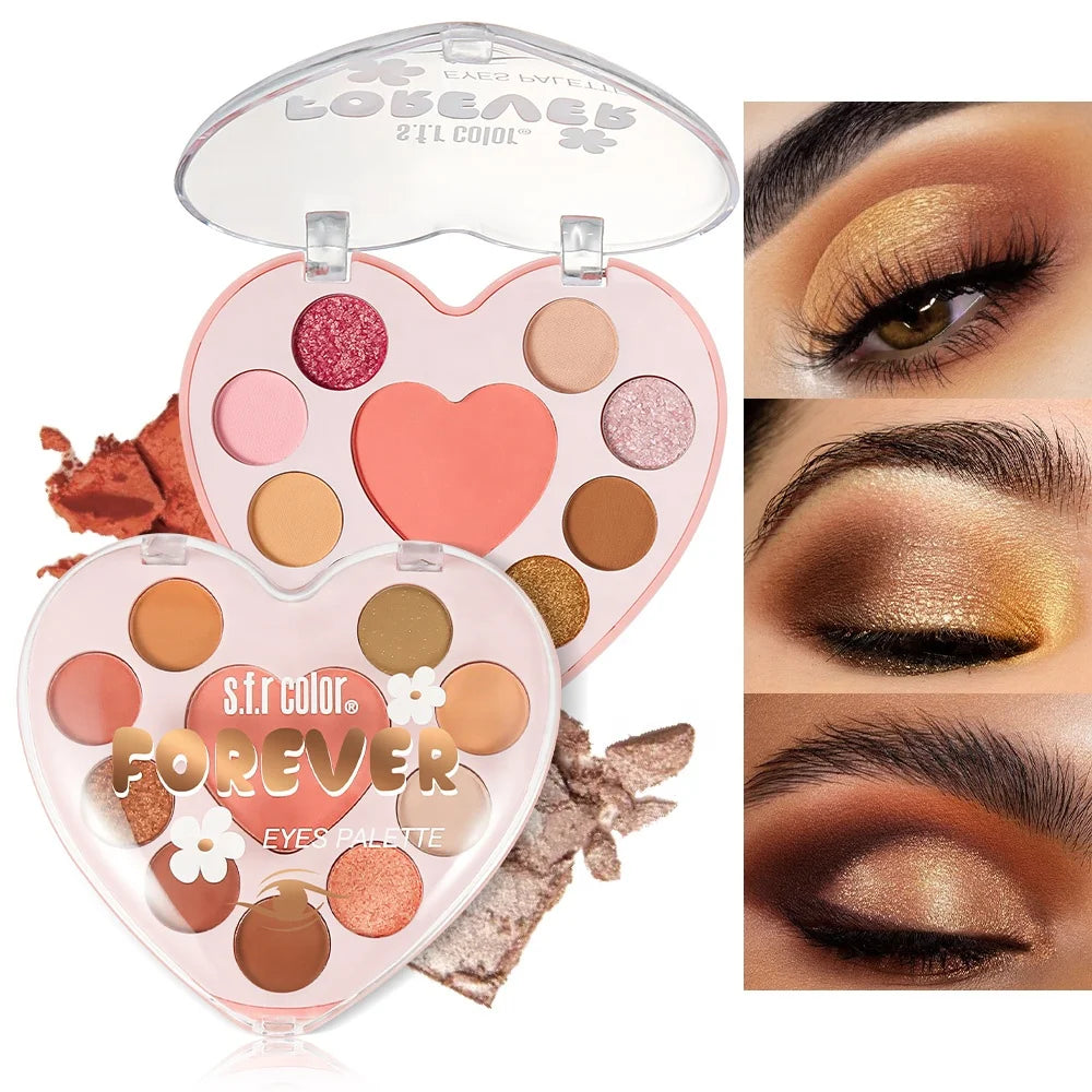 New Design 10Color Heart Eyeshadow Palette Metallic Shimmer Matte Blush Highlight Cruelty Free Makeup Kit High-quality Eyeshadow