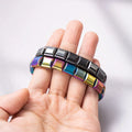 Classic 11x11mm Smooth Flat Black Rainbow Color Hematite Square Pillow Beads Bracelet for Men and Women