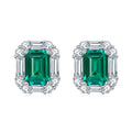 Factory Manufacture White Gold Plated Solid 925 Silver Ready to Ship 2CT 8x6mm Lab Grown Emerald Earrings