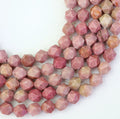 Wholesale Rhodonite Jewelry Making Crafts Natural Faceted Rhodonite Gemstone Diamond Cutting Loose Beads 15.5"