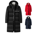 2025 Custom logo Men's Winter Puffer Padding Jacket Hooded Zip up Long Coat Warm Quilted Thicken Padded Jackets Parka Coat