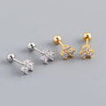 Classic Cute Design 925 Sterling Silver Zircon Flower Screw Stud Earrings S925 Girl Women