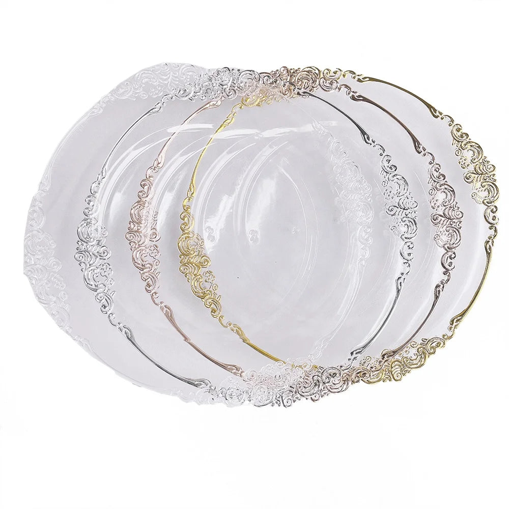 New Hot Sale Electroplating Round 13 Inch Plastic Gold Charger Plates for Wedding