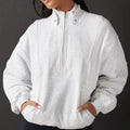 Oversize Embroidered Eco-Friendly Garment Dyed Autumn Cotton Fleece Women's Unisex Sports Lined Pullover 1/4 Zipper Jumper