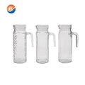 Promotional Different Kinds of Capacity Glass Pitcher with Plastic Lid with Handle Home Item Glass Pitcher with Plastic Lid