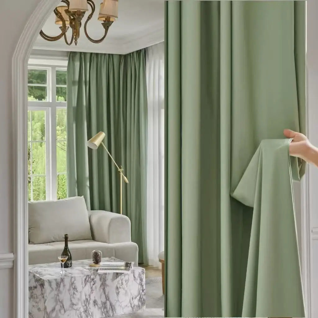 Luxury Home Decor Blackout Curtains Breathable Soft Solid 100% Polyester Curtain for Living Room Bedroom