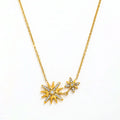 Joolim  Zirconia Shining Starburst Double Flower Pendant Necklace Stainless Steel Necklace Jewelry Wholesale