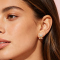 Trendy Rose Gold Plated Little Bear Stud Earrings Hypoallergenic Brass with Clear CZ Bowknot Fashion Jewelry for Women Kids