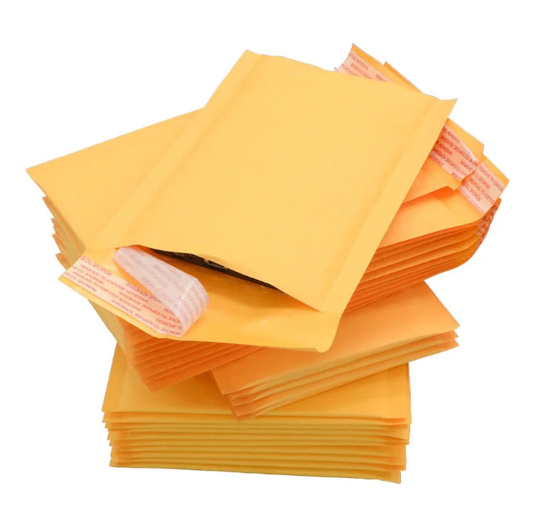 Yellow Kraft Paper Poly Envelope Bubble Bag Thickened Water Resistant Environmental Bubble Mailer for Shoes & Clothing