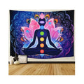 Decorative Digital Printed 100D Polyester Hanging for Studio Room Custom Hindu Hamsa Chakra Tapestry