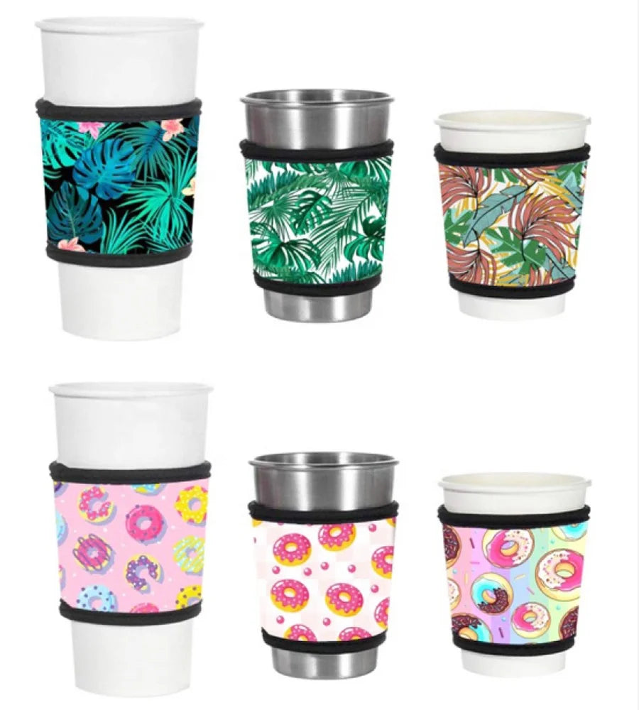 Heat Resistant Neoprene Insulated Sleeve for Coffee Tea and Cold Drinks - Anti-Slip Collapsible Cup Holder