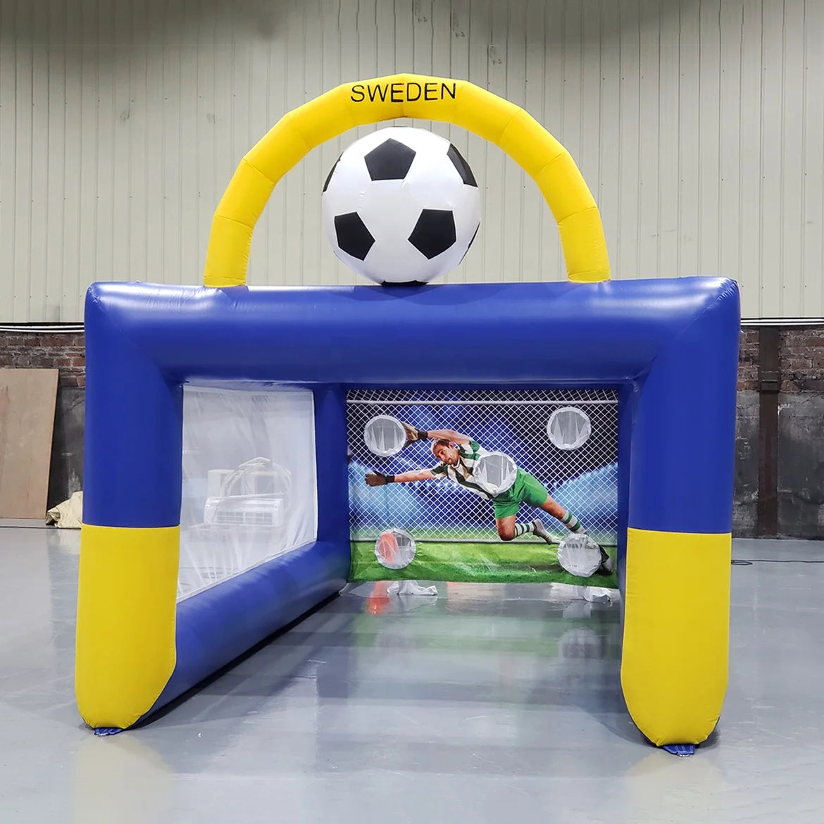 Custom Commercial Grade Soccer Goal Game Unisex Inflatable Football Model Double Stitching PVC Tarpaulin Repair 3 Years