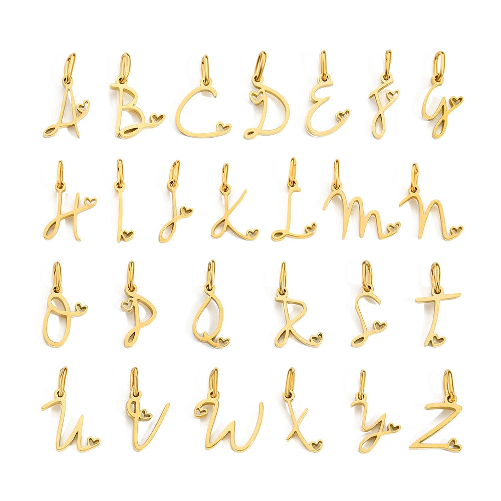EManco Personalized Stainless Steel HeartAlphabet Pendant DIY Accessories Initials Birthday GiftA-Z