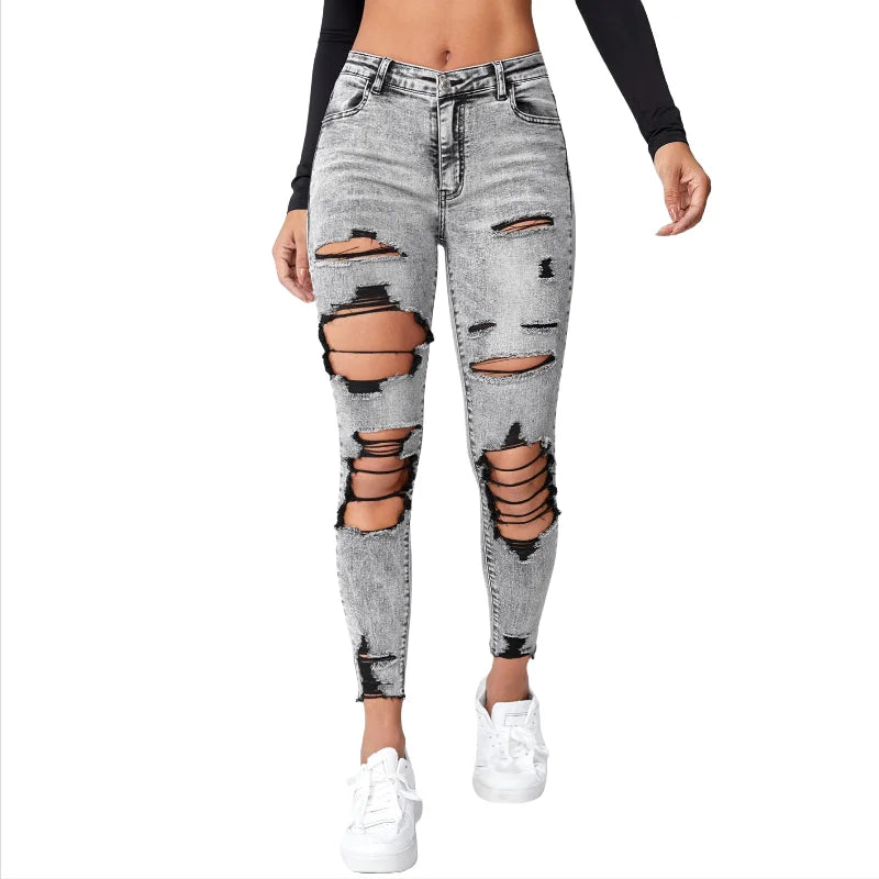 Black Gray Wash Denim TSRA Women's High Waisted Slim Skinny Jeans Stretchy Casual Polyester/Cotton Woven Simple Fashion