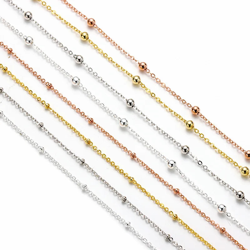 High Quality 925 Sterling Silver Satellite Chain Gold Plated Saturn Chain for Diy Pendant Necklace Accessories