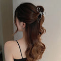 Metal Pearl Bow Hairpin Grab Clip Large Geometric New Hair Accessories Shark Hair Clip for Women