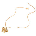 J&D Bow Pendant Necklace 18K PVD Gold Plated Stainless Steel Clean Fit Daily Jewelry Sets for Women