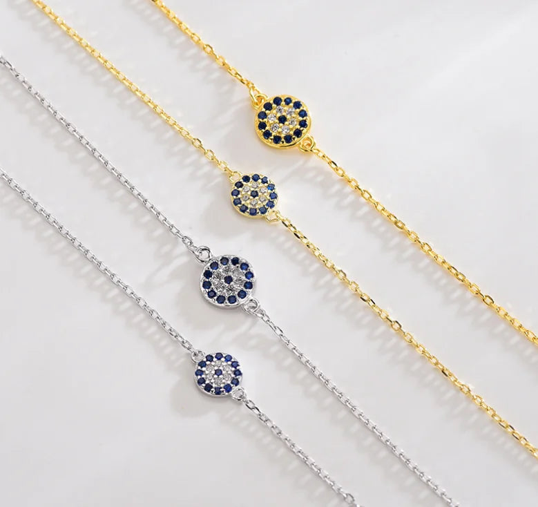Best Selling Women Bracelet 925 Sterling Silver CZ Stone Turkish Evil Eye Bracelet