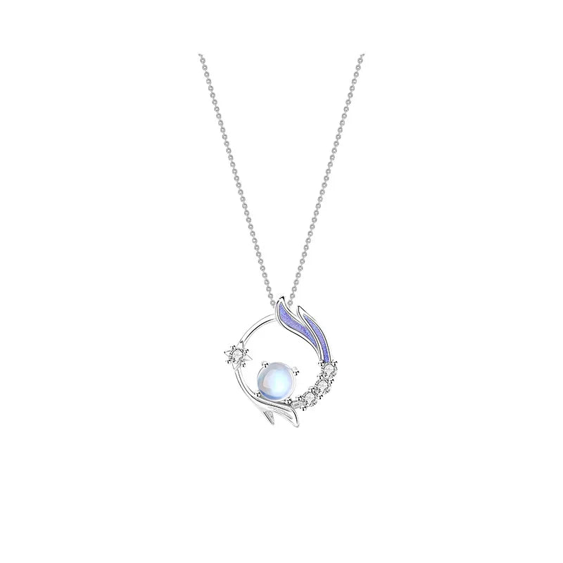 Chinese Style Moon Stone Wedding Jewelry Sterling Silver 925 Necklace Hypoallergenic Jewelry Wholesale 2022