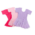 Wholesale Cheap Girls Dance Wear Short Sleeves Pink Lilac White Black Cotton Chiffon Ballet Dress for Kids