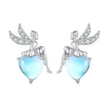 925 Sterling Silver Blue Glass Heart Stud Earrings Sweet Fairy Earrings for Women Birthday Gift Fine Jewelry Accessory BSE796