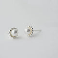 S925 Sterling Silver Pearl Women's Flower Pearl Earrings Korean Joker Earrings